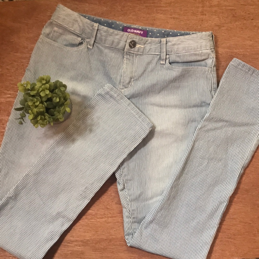 Old Navy Boyfriend Skinny Pinstripe Denim Jeans